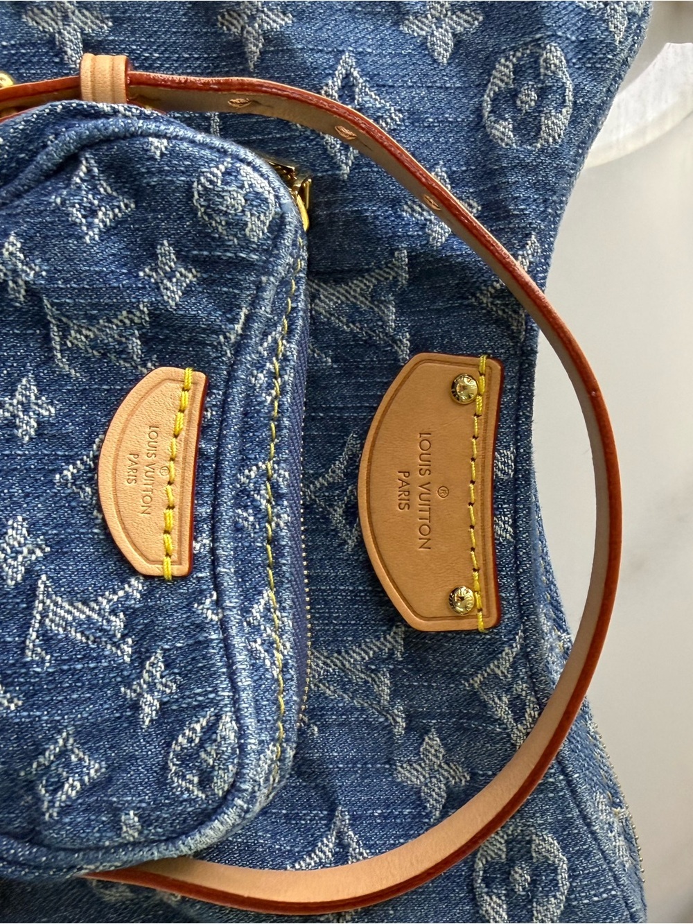Louis Vuitton Croissant MM Monogram Denim Blue M46856 + Matching Pochette - Picture 5 of 8